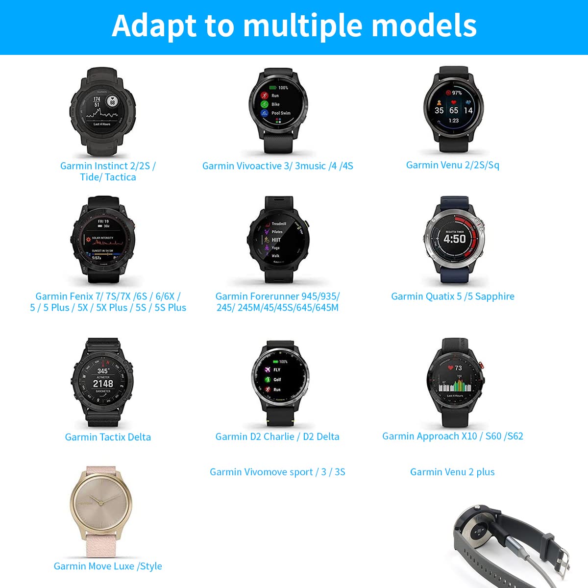 ZORBES TYPE-C to Garmin Smart Watches Charging Adapter,Compatible with Garmin Fenix6/6S/6X/5X/Venu,Charging Adapter for Garmin Fenix Series ZORBES TYPE-C to Garmin Smart Watches Charging Adapter,Compatible with Garmin Fenix6/6S/6X/5X/Venu,Charging Adapter for Garmin Fenix Series